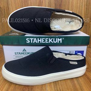 STAHEEKUM Women's Memory Foam Plush Lining Mule In/Outdoor Slipper, Black